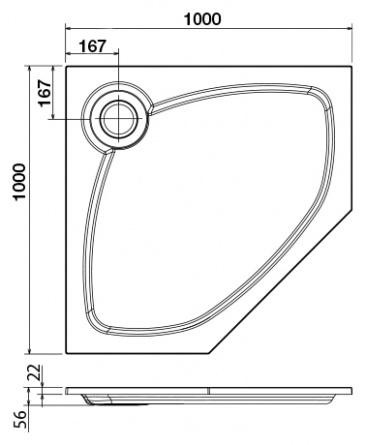 Поддон для душа Cezares Tray P 100 пятиугольный фото 2