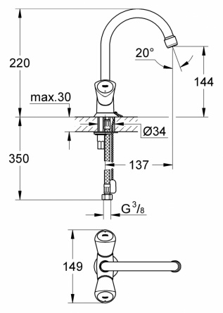 Смеситель Grohe Costa S  для раковины фото 8