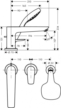 Смеситель Hansgrohe Talis E 71731000 на борт ванны фото 2