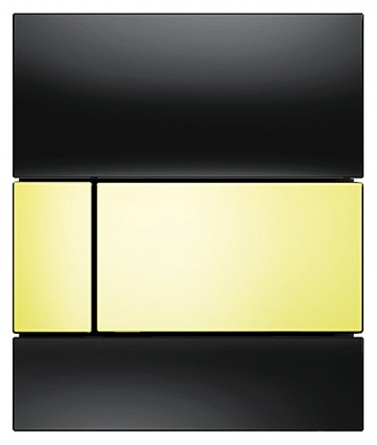 Кнопка смыва Tece Square Urinal  черное стекло, кнопка золото фото 1