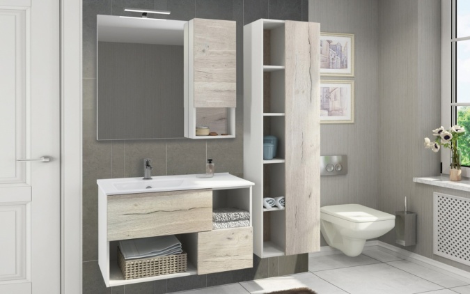 Мебель для ванной Comforty Ганновер 90 дуб дымчатый фото 2