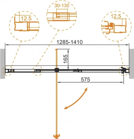 Душевая дверь в нишу Cezares Variante B 1 130/140 C Cr фото 4
