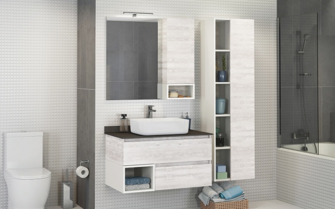 Мебель для ванной Comforty Прага 90 дуб белый фото 2