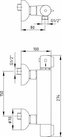 Термостат E.C.A. Thermostatic 102102341 для душа фото 2