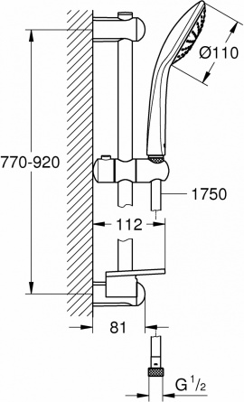 Душевой гарнитур Grohe Euphoria110 Mono 27267001 90см, с полочкой фото 2