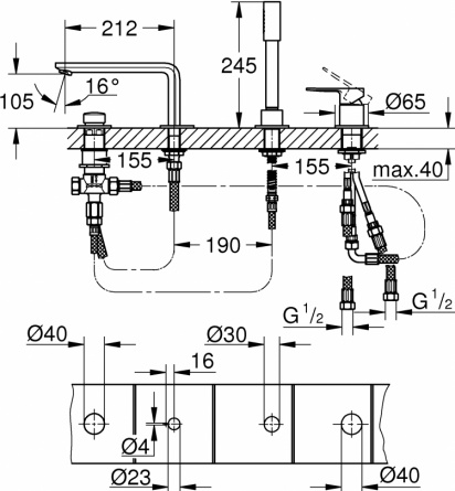 Смеситель Grohe Lineare 19577001 на борт ванны фото 2
