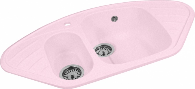 Мойка кухонная AquaGranitEx M-14 светло-розовая фото 2