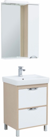 Тумба для комплекта Aquanet Гретта 60 New 2 ящика, светлый дуб фото 3