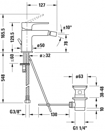 Смеситель Duravit B.1 B12400001010 для биде фото 2