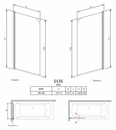 Шторка на ванну Radaway EOS PNJ 70 R фото 3