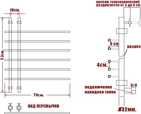 Полотенцесушитель водяной Ника Bamboo ЛБ4 50/10/70 фото 4