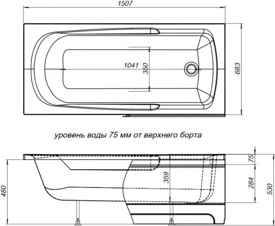 Акриловая ванна Aquanet Extra 150x68 фото 5