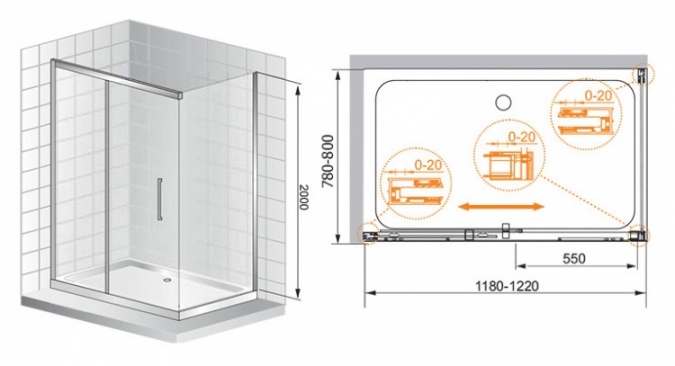 Душевой уголок Cezares Premier Soft AH1 120/80 C Cr IV фото 6