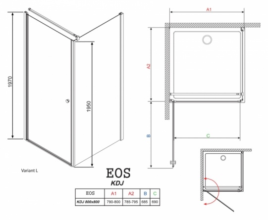 Душевой уголок Radaway EOS KDJ 80 прозрачное стекло L фото 3
