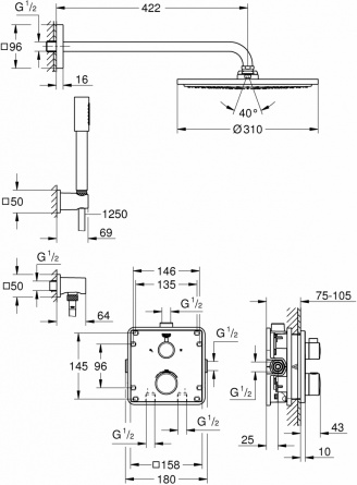 Душевой комплект Grohe Grohtherm 34730000 с термостатом фото 2