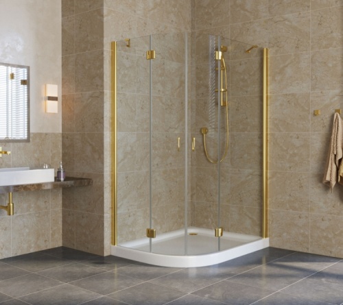 Душевой уголок Vegas Glass AFS-F Lux 120*110 09 01 R профиль золото, стекло прозрачное фото 2