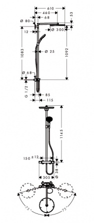 Душевая стойка Hansgrohe Raindance Select S 300  Showerpipe фото 2