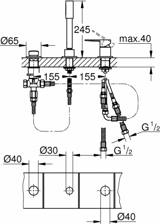 Смеситель Grohe Lineare 19965001 на борт ванны фото 2