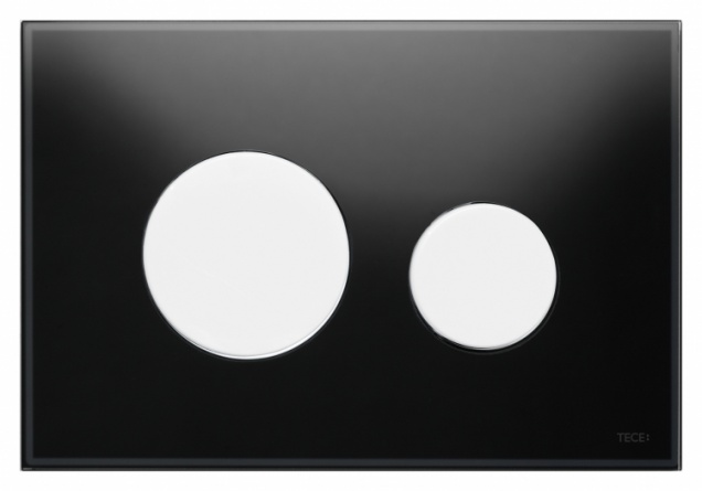 Кнопка смыва Tece Loop  черное стекло, кнопка белая фото 1