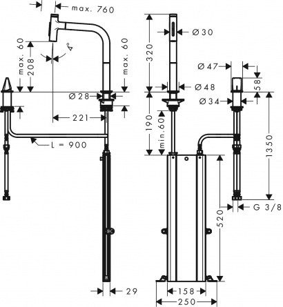 Смеситель Hansgrohe Metris Select 73818000 для кухонной мойки фото 5