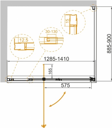 Душевой уголок Cezares Variante AH-1 130/140-90 C Cr фото 3