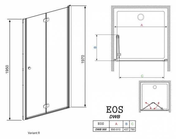 Душевая дверь в нишу Radaway EOS DWB 90 интимато R фото 4