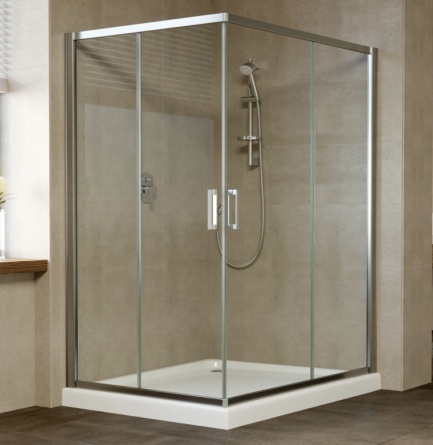 Душевой уголок Vegas Glass ZA-F 0120*110 08 01 профиль глянцевый хром, стекло прозрачное фото 1