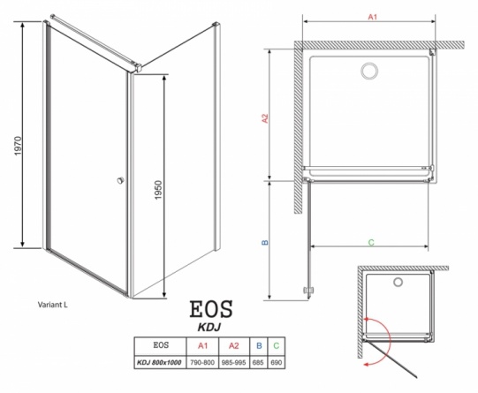 Душевой уголок Radaway EOS KDJ 80x100 интимато L фото 3