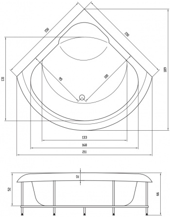 Акриловая ванна Aquatika H2O Тема Standart 150x150 cм фото 2