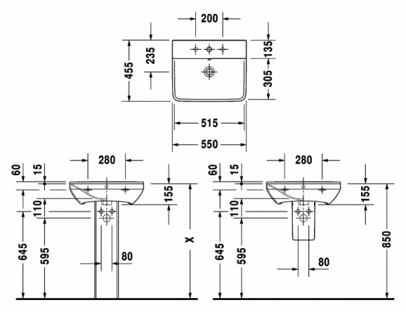Раковина Duravit P3 Comforts 2331550000 55 см фото 6