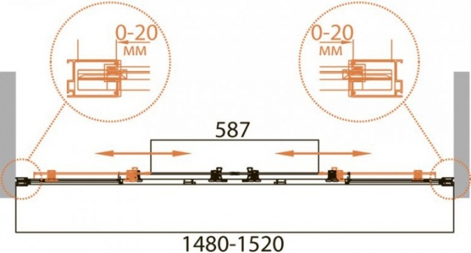 Шторка на ванну Cezares Relax VF-2-150/145-P-Bi стекло punto фото 3