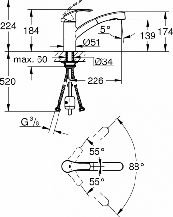Смеситель Grohe Eurosmart 30305000 для кухонной мойки фото 10