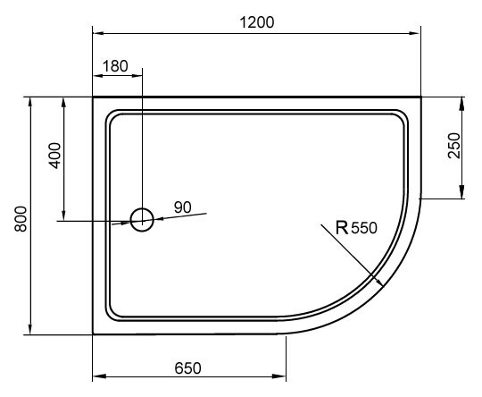 Поддон для душа Cezares Tray R550 120х80 см акриловый R фото 3