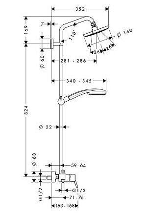 Душевая стойка Hansgrohe Croma 100 фото 4