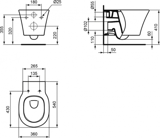 Комплект Ideal Standard Connect Air AquaBlade E212801 унитаз + инсталляция с кнопкой смыва фото 10