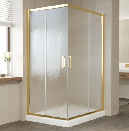 Душевой уголок Vegas Glass ZA-F 110*100 09 02 профиль золото, стекло шиншилла фото 2