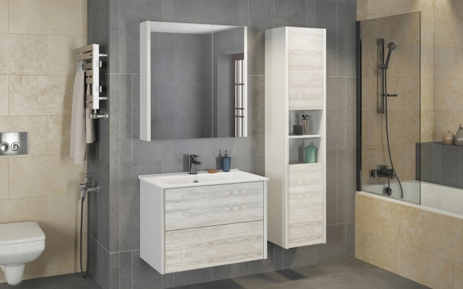 Мебель для ванной Comforty Женева 75 дуб белый фото 2
