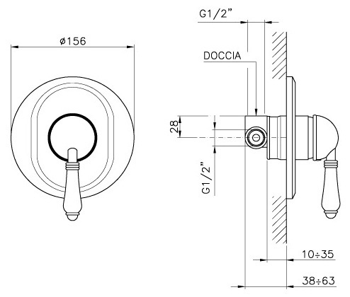 Смеситель Nicolazzi Signal 3406 CR 75 для душа фото 3