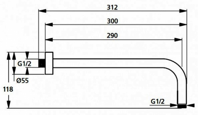 Держатель настенный для верхнего душа Ideal Standard IdealRain 300 мм фото 2