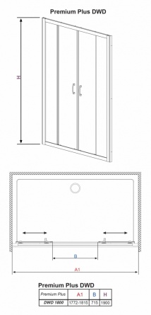 Душевая дверь в нишу Radaway Premium Plus DWD 180 стекло фабрик фото 10