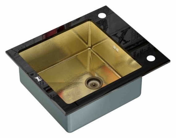 Мойка кухонная Zorg Inox Glass GL-6051-BLACK-BRONZE черное стекло фото 1