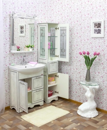 Зеркало Sanflor Адель 65 белое, патина серебро фото 3