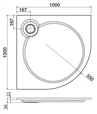 Поддон для душа Cezares Tray R 100-550 радиальный фото 2