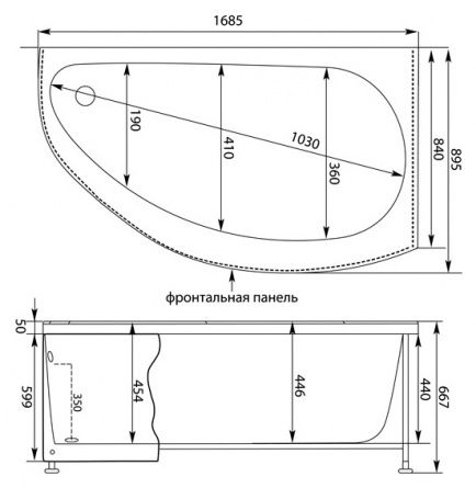 Акриловая ванна Aquanet Augusta 170x90 R фото 8