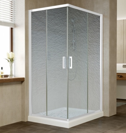 Душевой уголок Vegas Glass ZA-F 100*80 01 02 профиль белый, стекло шиншилла фото 1
