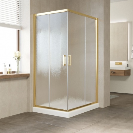 Душевой уголок Vegas Glass ZA-F 100*80 09 02 профиль золото, стекло шиншилла фото 1
