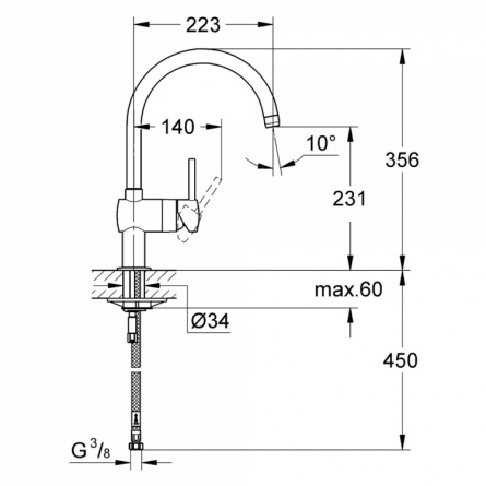 Смеситель для кухонной мойки Grohe Minta с C-изливом фото 2
