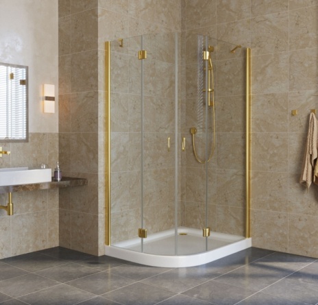 Душевой уголок Vegas Glass AFS-F Lux 110*90 09 01 R профиль золото, стекло прозрачное фото 2