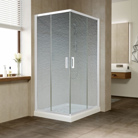 Душевой уголок Vegas Glass ZA-F 90*80 01 02 профиль белый, стекло шиншилла фото 2