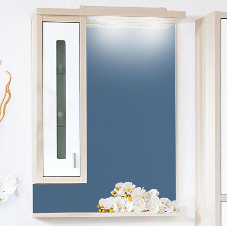 Зеркало-шкаф Бриклаер Бали 62 светлая лиственница, белый глянец, L фото 1